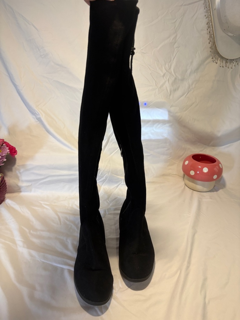 Black Over-the-Knee Stretch Boot